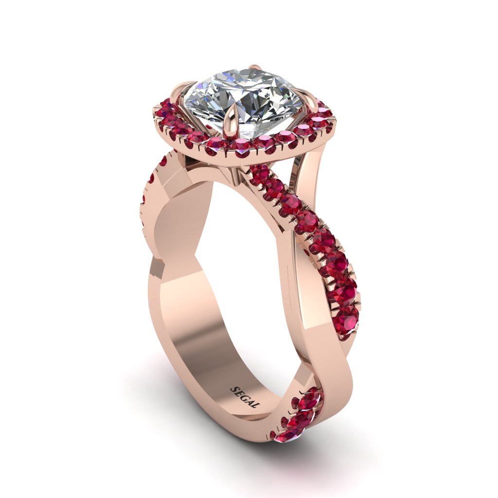 Diamond Twist Shank Halo Engagement Ring - Cheyenne No. 47