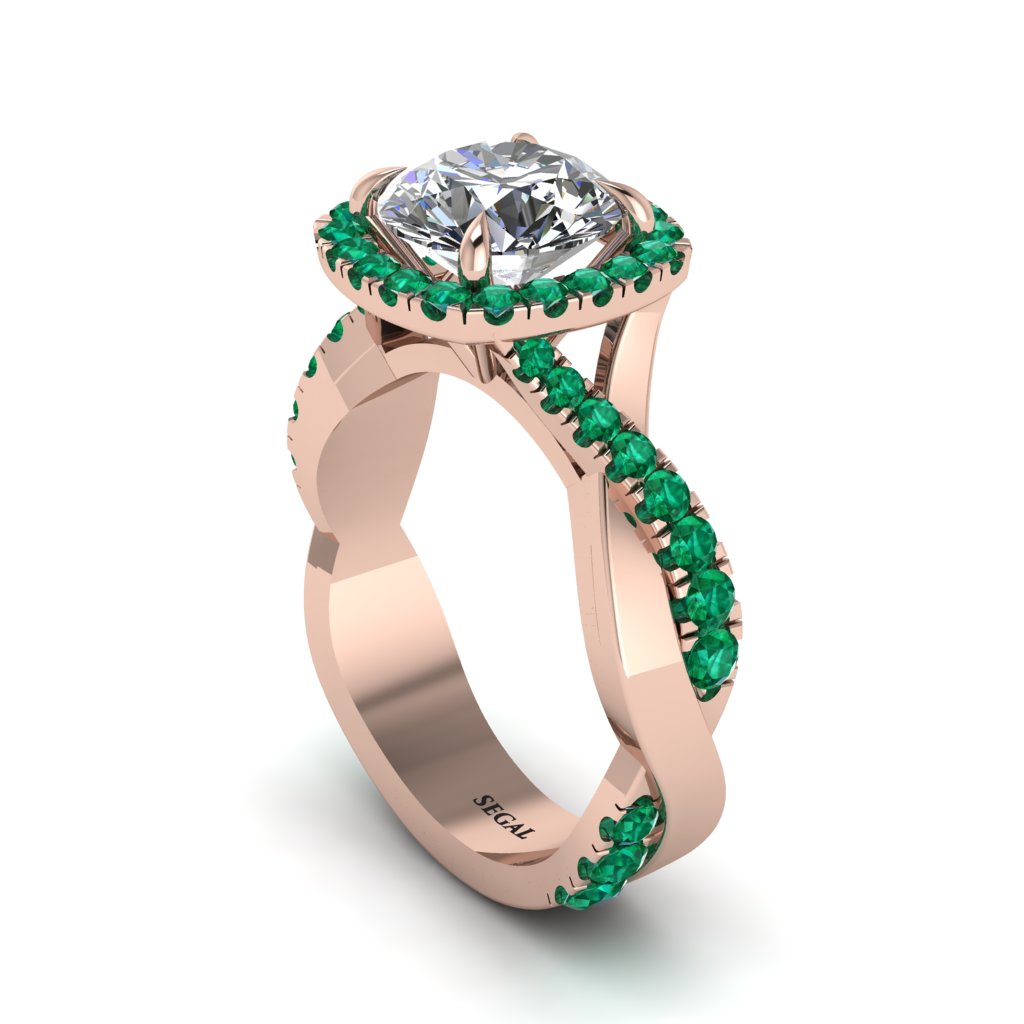 Diamond Twist Shank Halo Engagement Ring - Cheyenne No. 17