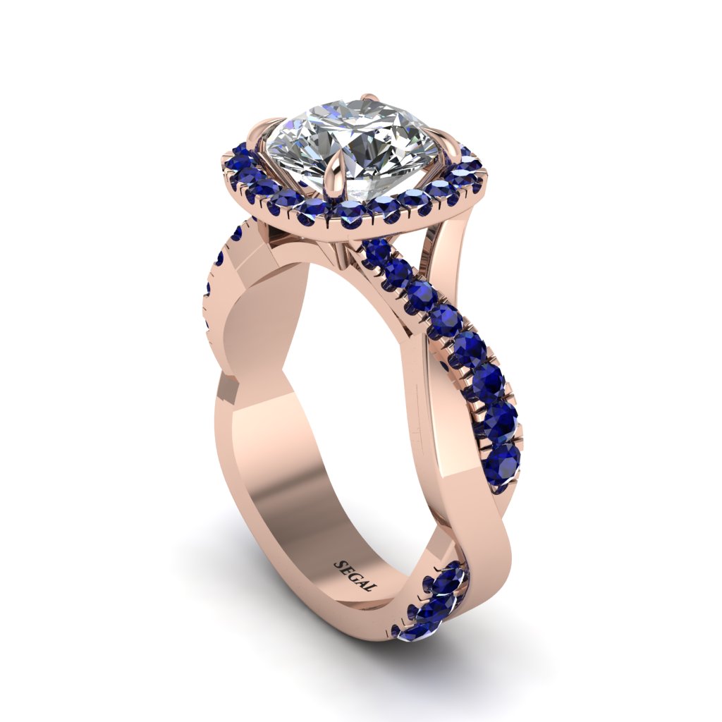 Diamond Twist Shank Halo Engagement Ring - Cheyenne No. 62