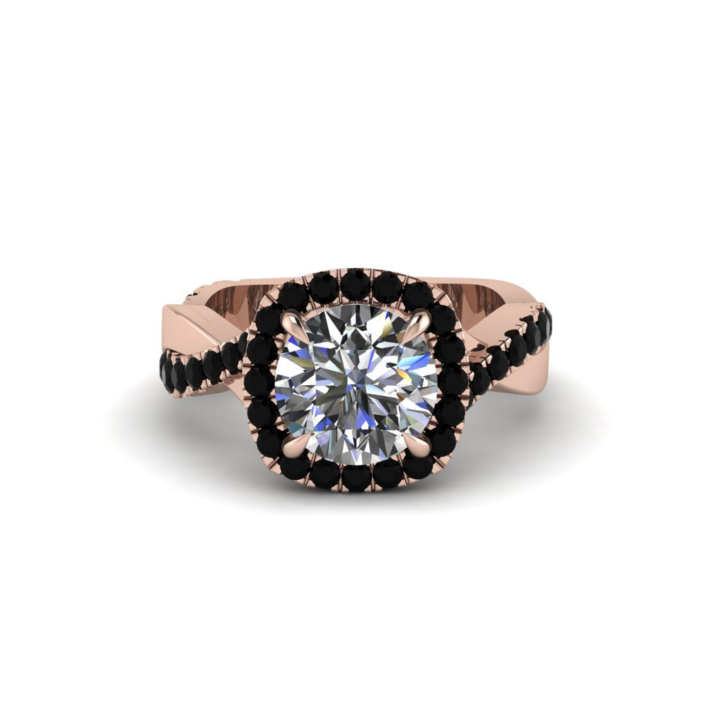 Diamond Twist Shank Halo Engagement Ring - Cheyenne No. 32