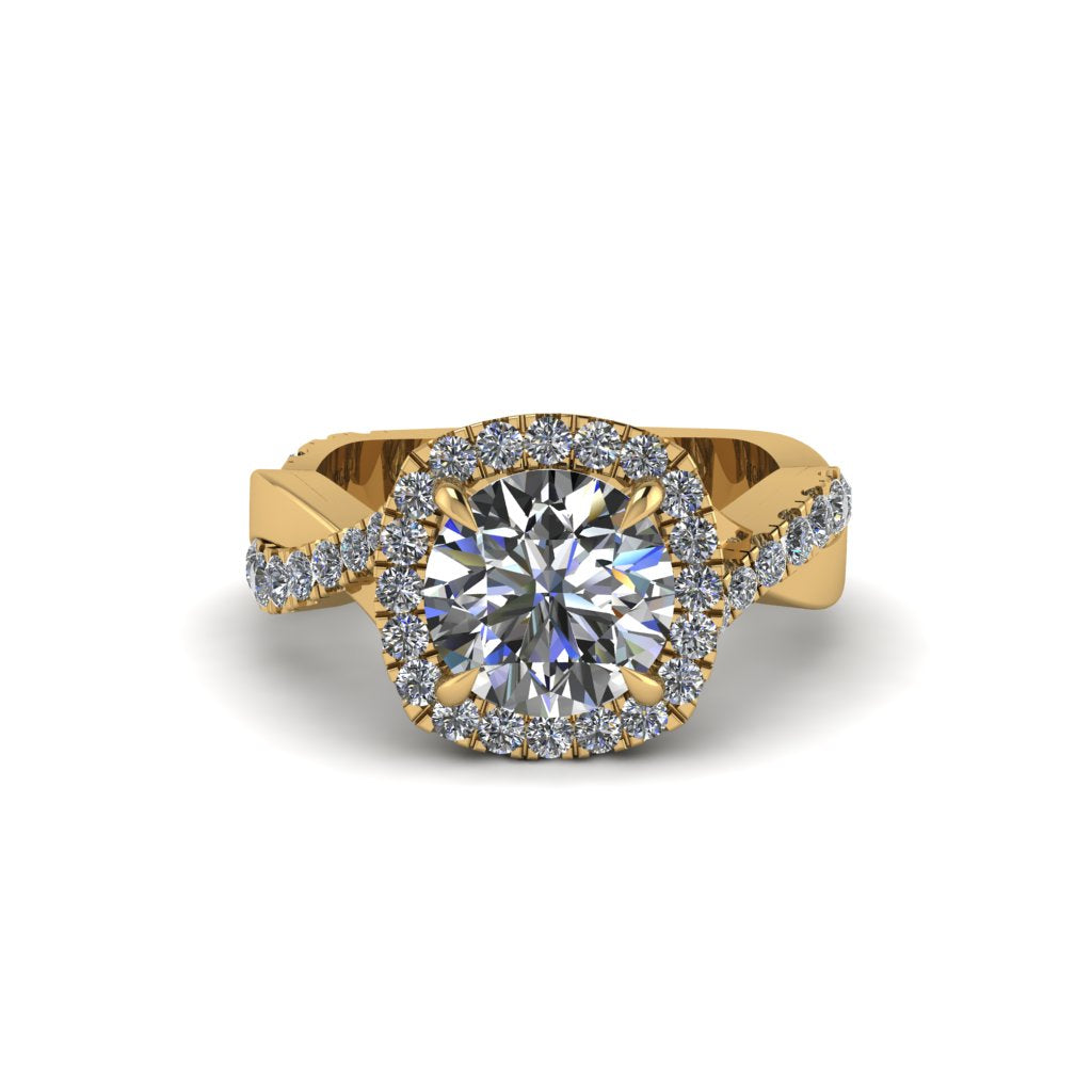 Diamond Twist Shank Halo Engagement Ring - Cheyenne No. 1