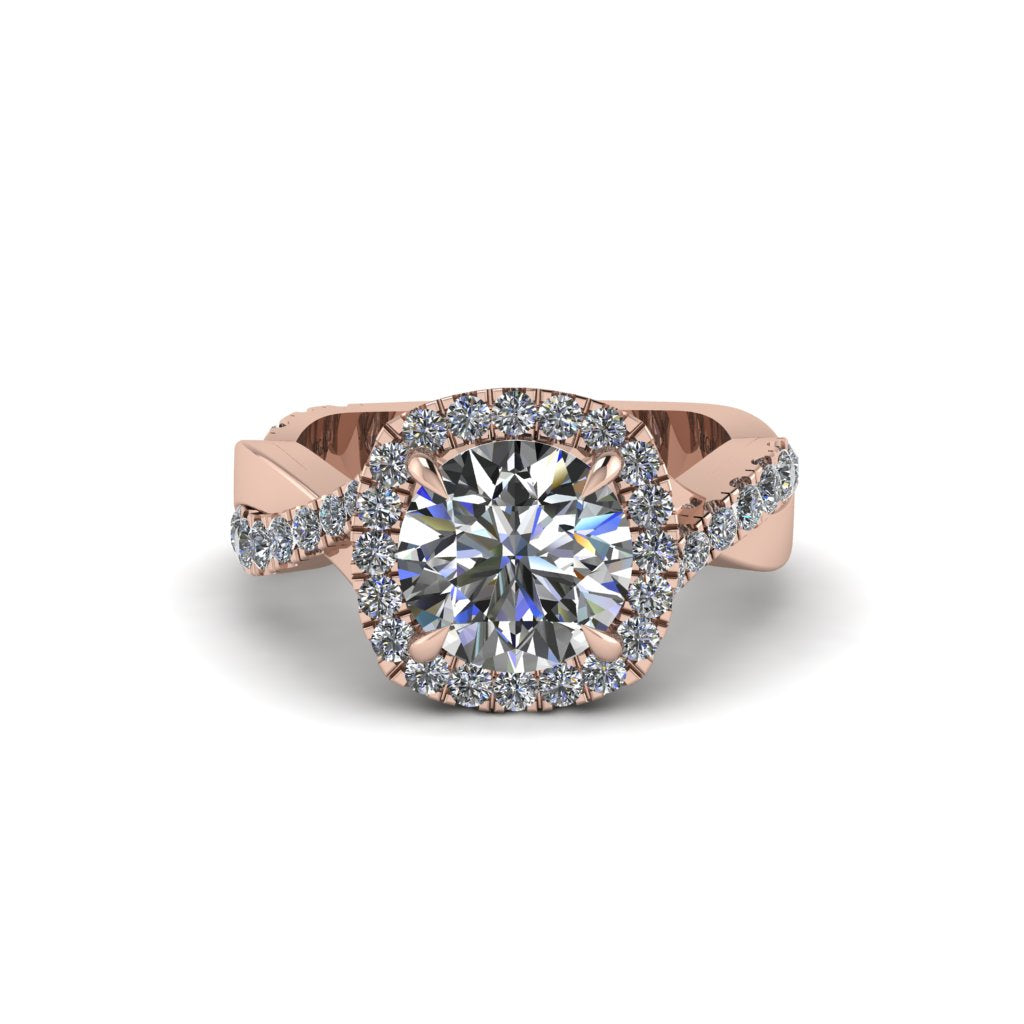 Diamond Twist Shank Halo Engagement Ring - Cheyenne No. 2