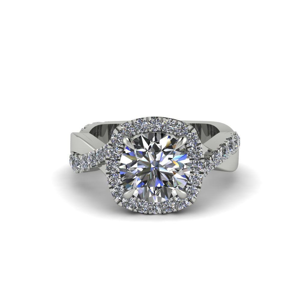 Diamond Twist Shank Halo Engagement Ring - Cheyenne No. 3
