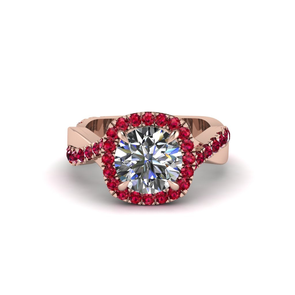 Diamond Twist Shank Halo Engagement Ring - Cheyenne No. 47