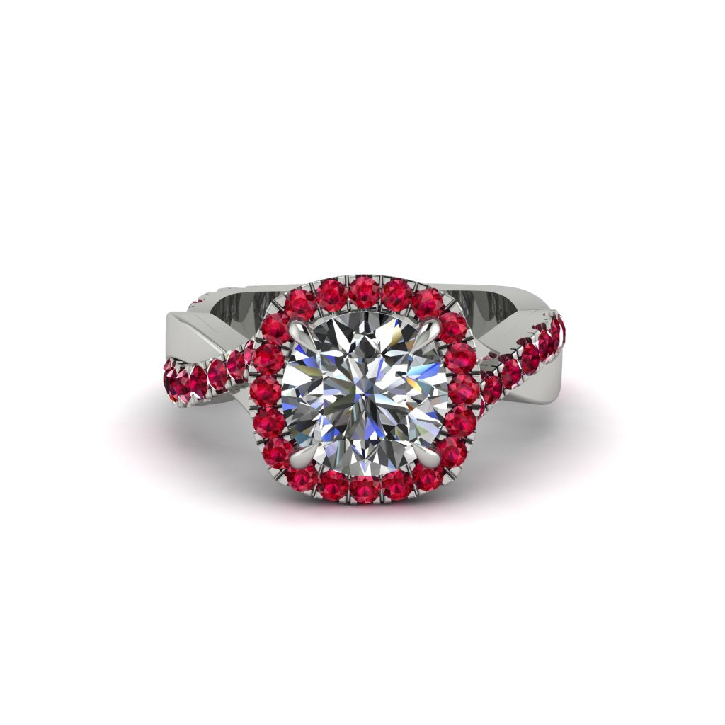 Diamond Twist Shank Halo Engagement Ring - Cheyenne No. 48