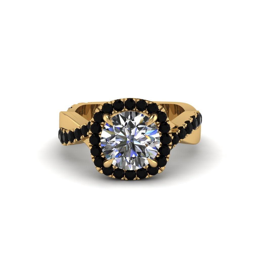 Diamond Twist Shank Halo Engagement Ring - Cheyenne No. 31