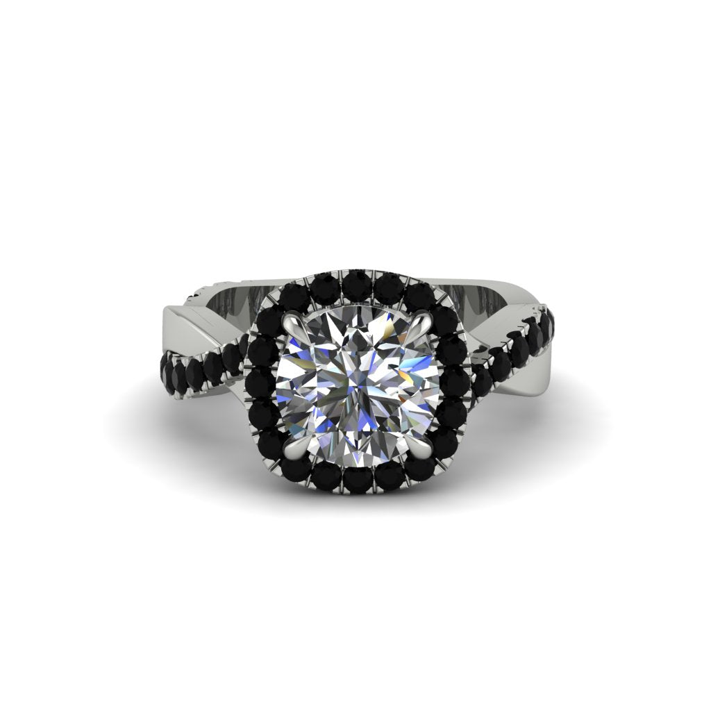 Diamond Twist Shank Halo Engagement Ring - Cheyenne No. 33