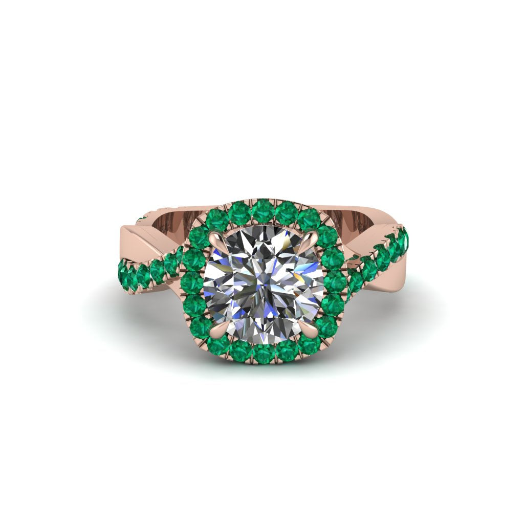Diamond Twist Shank Halo Engagement Ring - Cheyenne No. 17