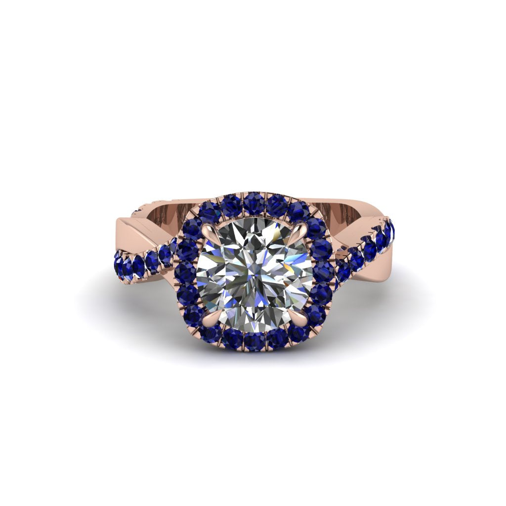 Diamond Twist Shank Halo Engagement Ring - Cheyenne No. 62