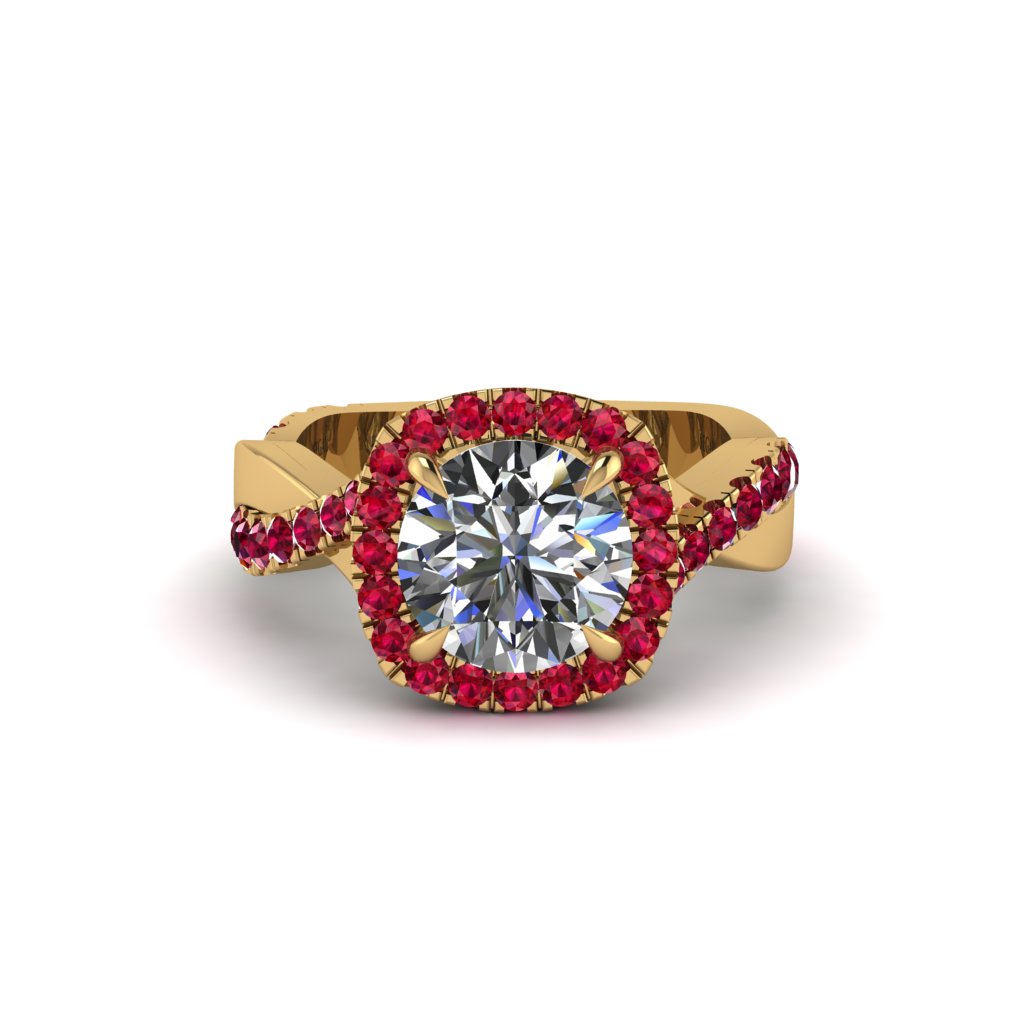 Diamond Twist Shank Halo Engagement Ring - Cheyenne No. 46