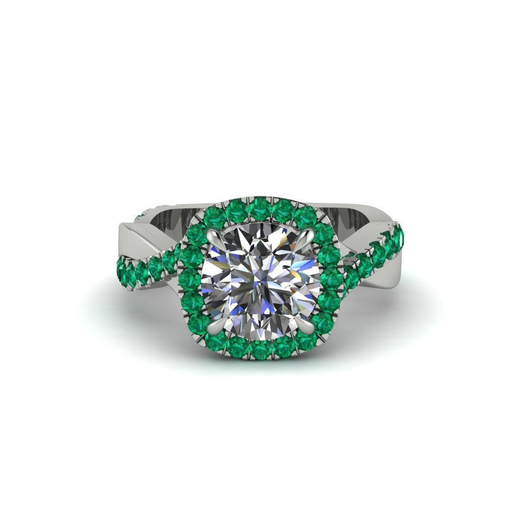 Diamond Twist Shank Halo Engagement Ring - Cheyenne No. 18