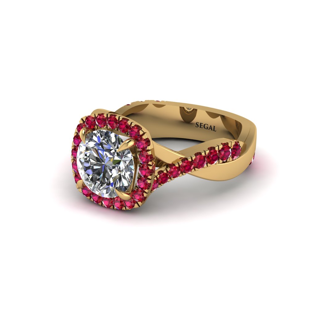Diamond Twist Shank Halo Engagement Ring - Cheyenne No. 46