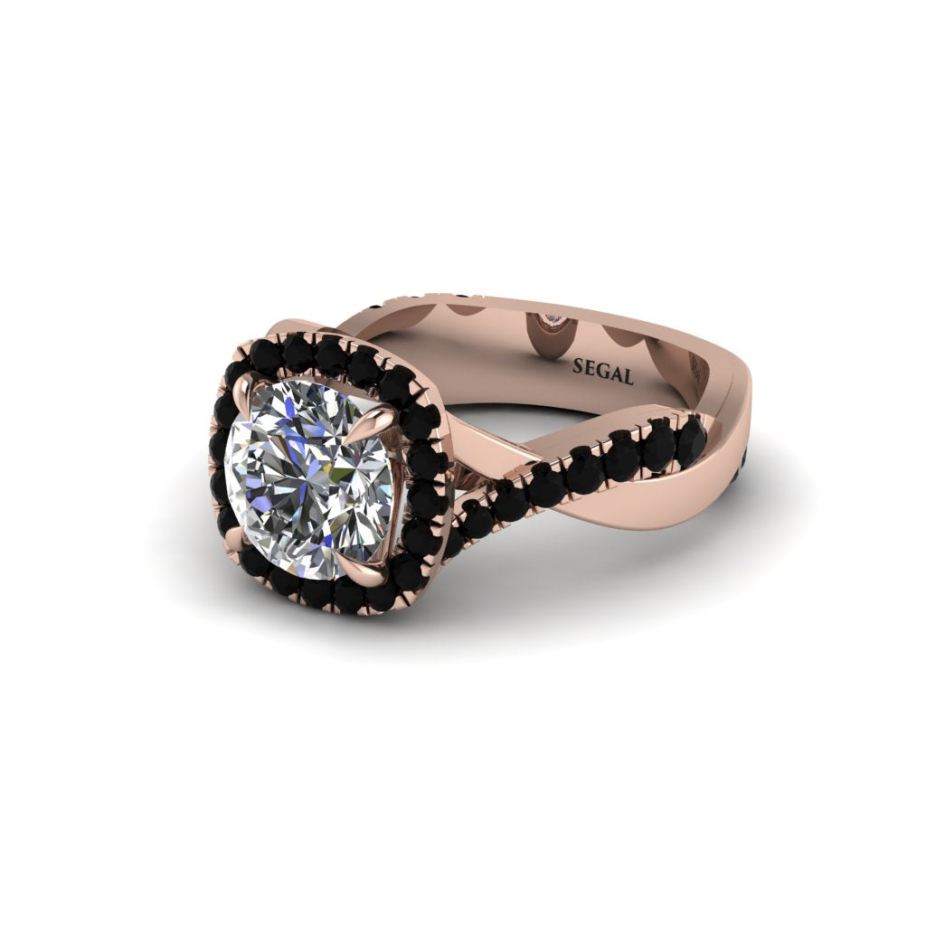 Diamond Twist Shank Halo Engagement Ring - Cheyenne No. 32