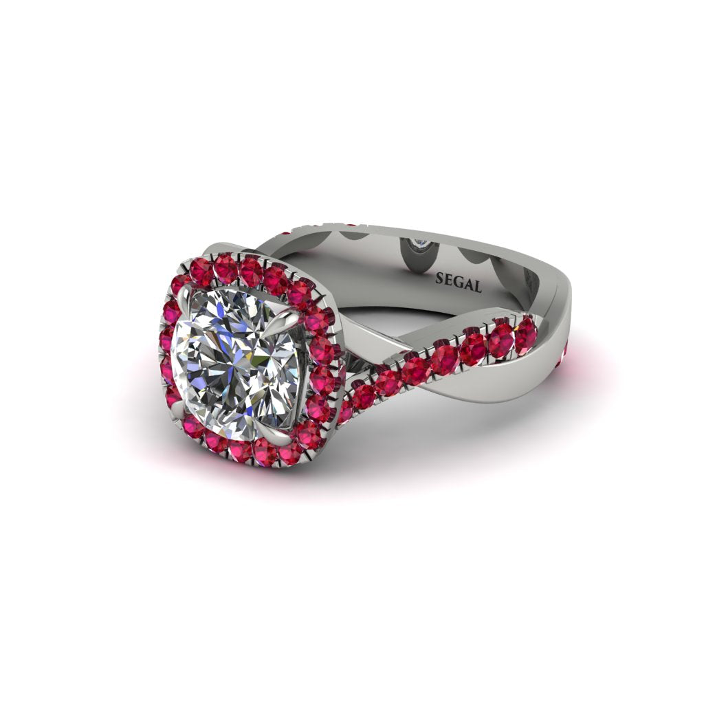 Diamond Twist Shank Halo Engagement Ring - Cheyenne No. 48