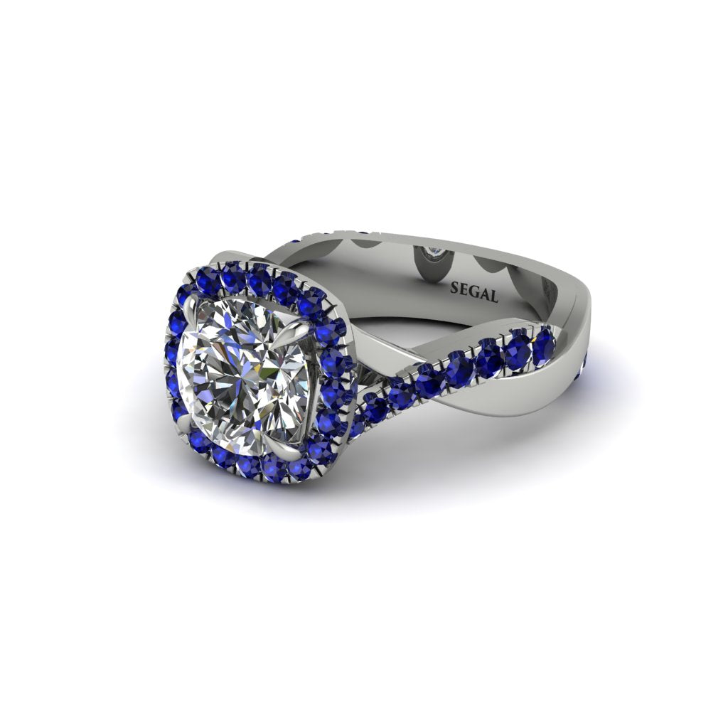 Diamond Twist Shank Halo Engagement Ring - Cheyenne No. 63