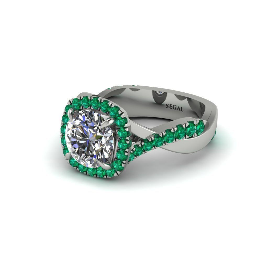 Diamond Twist Shank Halo Engagement Ring - Cheyenne No. 18