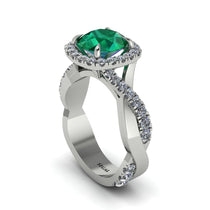 Emerald Twist Shank Halo Engagement Ring - Cheyenne No. 6 image 1