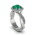 Emerald Twist Shank Halo Engagement Ring - Cheyenne No. 6