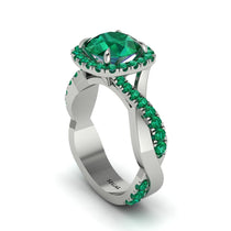 Emerald Twist Shank Halo Engagement Ring - Cheyenne No. 21 image 1