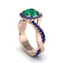 Emerald Twist Shank Halo Engagement Ring - Cheyenne No. 65