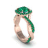 Emerald Twist Shank Halo Engagement Ring - Cheyenne No. 20