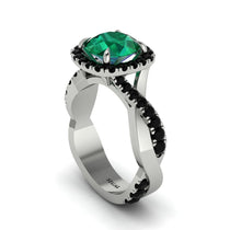 Emerald Twist Shank Halo Engagement Ring - Cheyenne No. 36 image 1