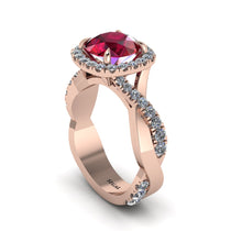 Ruby Twist Shank Halo Engagement Ring - Cheyenne No. 11 image 1