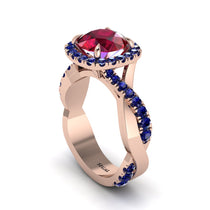 Ruby Twist Shank Halo Engagement Ring - Cheyenne No. 71 image 1
