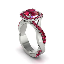 Ruby Twist Shank Halo Engagement Ring - Cheyenne No. 57 image 1