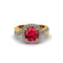 Ruby Twist Shank Halo Engagement Ring - Cheyenne No. 10