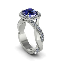 Sapphire Twist Shank Halo Engagement Ring - Cheyenne No. 15 image 1