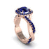 Sapphire Twist Shank Halo Engagement Ring - Cheyenne No. 74