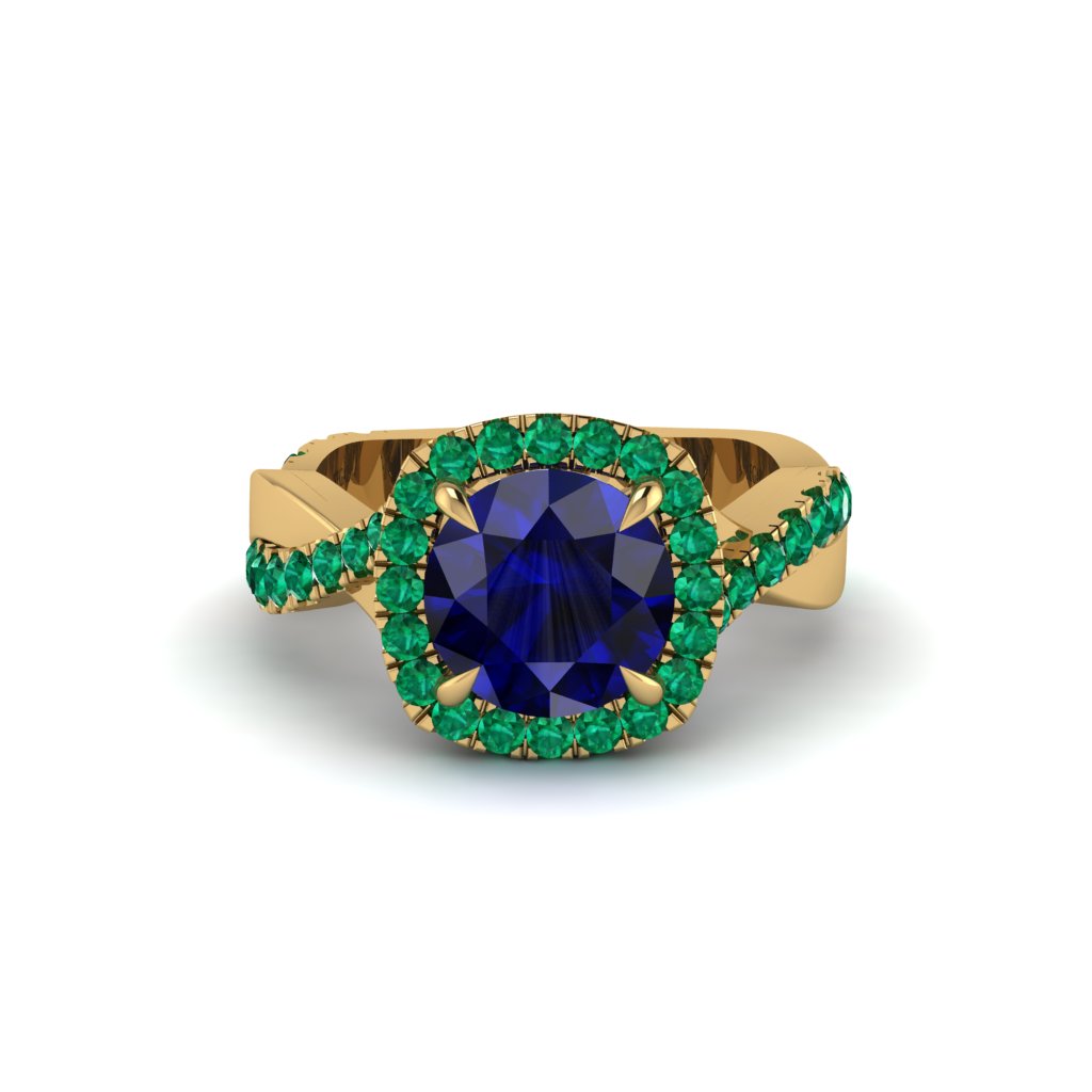 Sapphire Twist Shank Halo Engagement Ring - Cheyenne No. 28