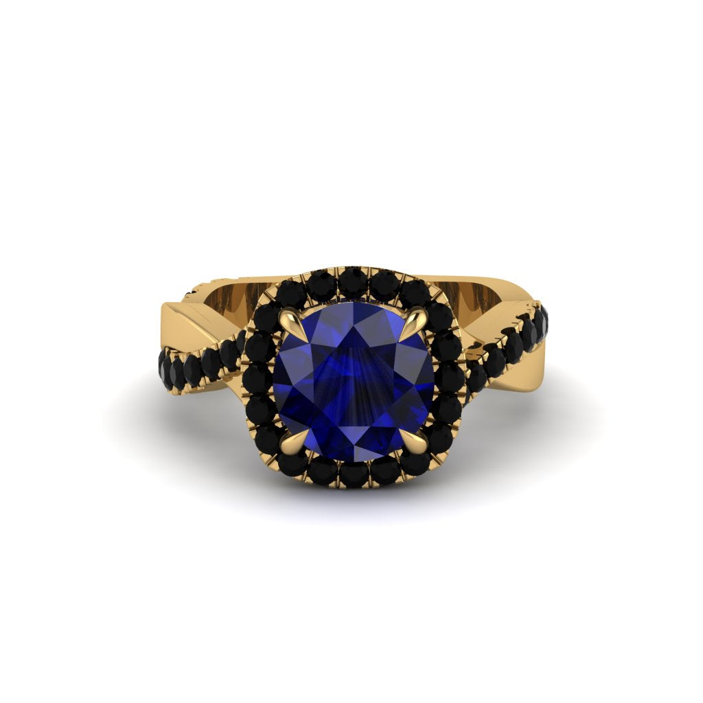 Sapphire Twist Shank Halo Engagement Ring - Cheyenne No. 43