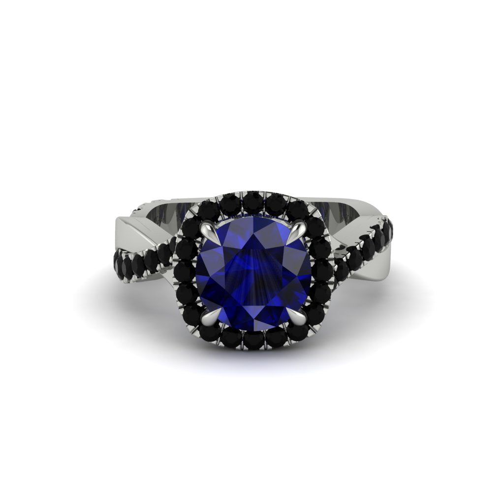 Sapphire Twist Shank Halo Engagement Ring - Cheyenne No. 45