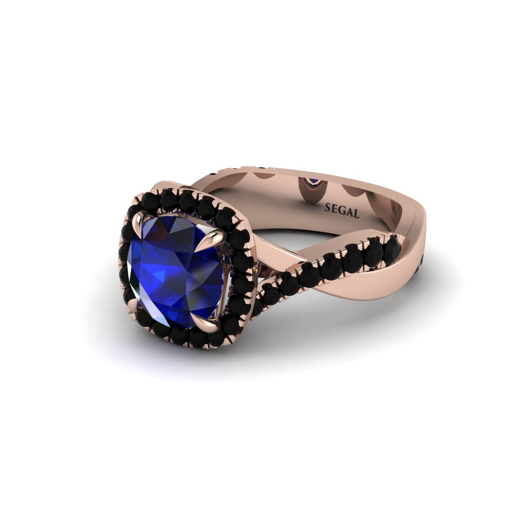 Sapphire Twist Shank Halo Engagement Ring - Cheyenne No. 44