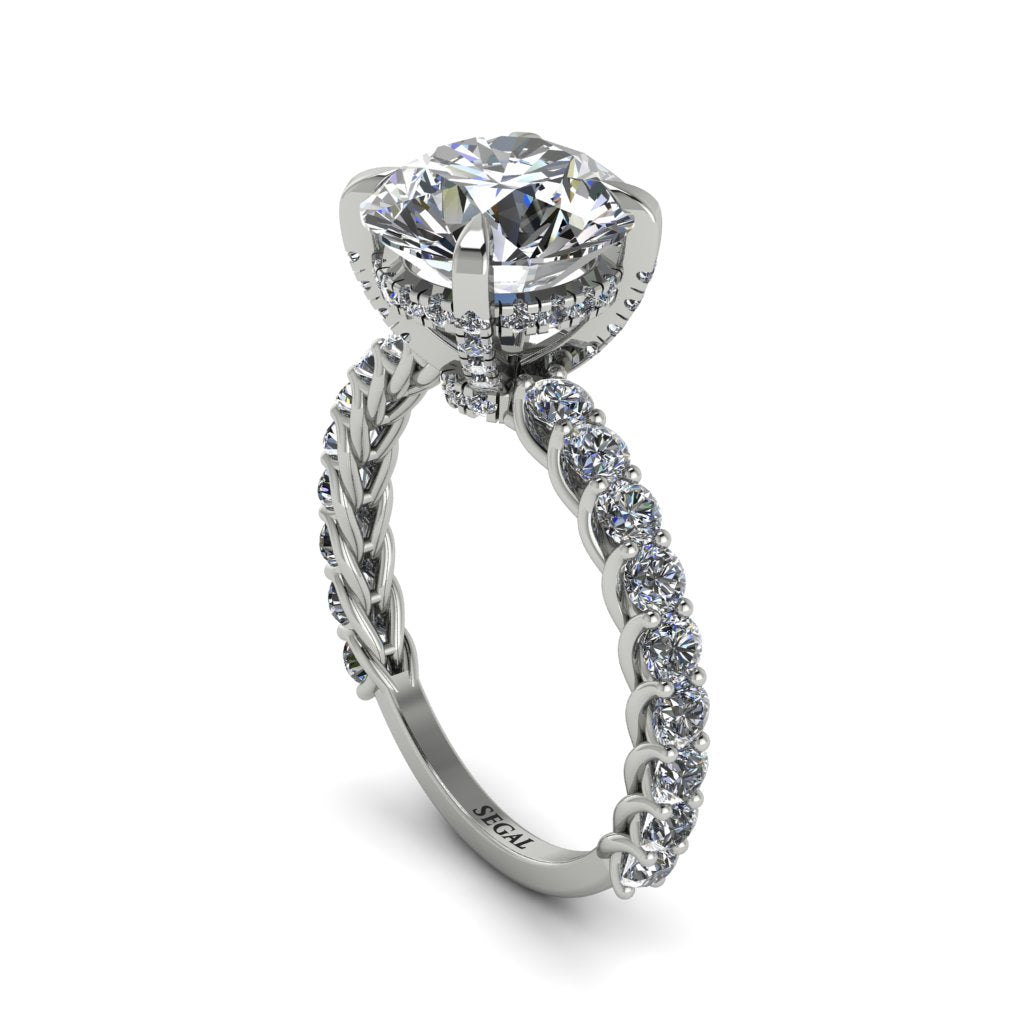 Diamond Twisted Band Halo Engagement Ring - Avianna No. 3