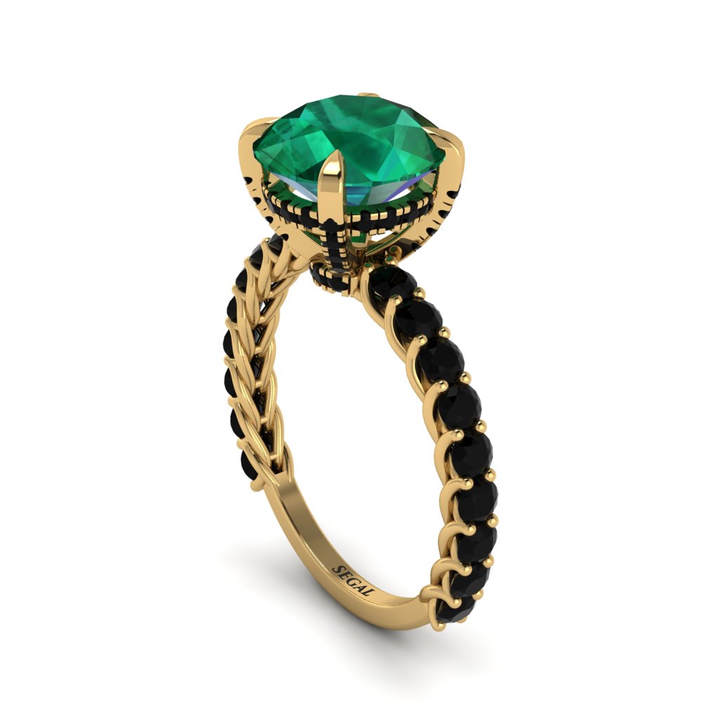 Emerald Twisted Band Halo Engagement Ring - Avianna No. 34