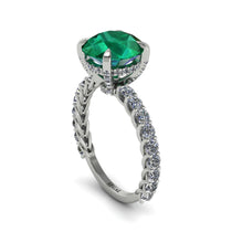 Emerald Twisted Band Halo Engagement Ring - Avianna No. 6 image 1