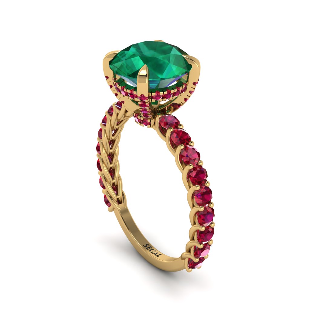 Emerald Twisted Band Halo Engagement Ring - Avianna No. 49
