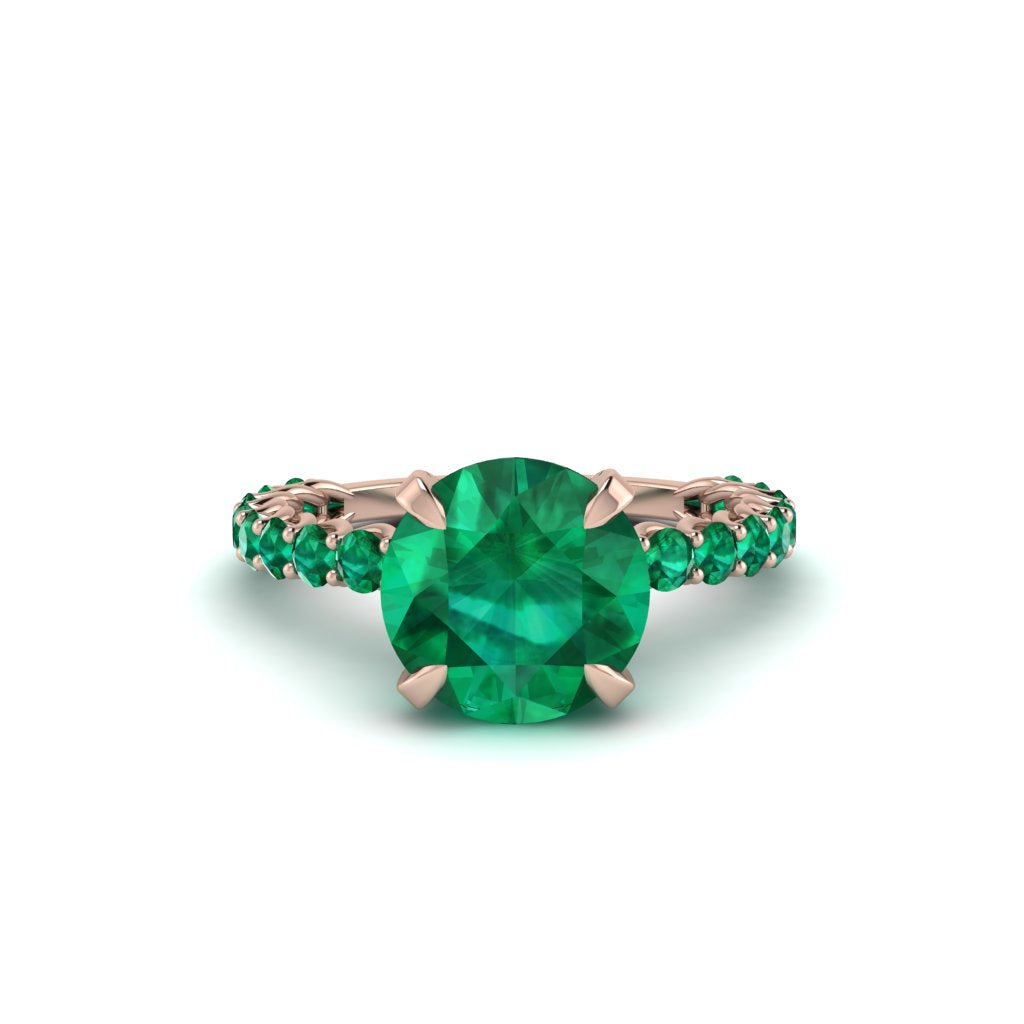 Emerald Twisted Band Halo Engagement Ring - Avianna No. 20