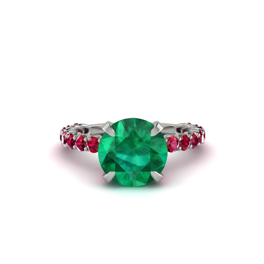 Emerald Twisted Band Halo Engagement Ring - Avianna No. 51