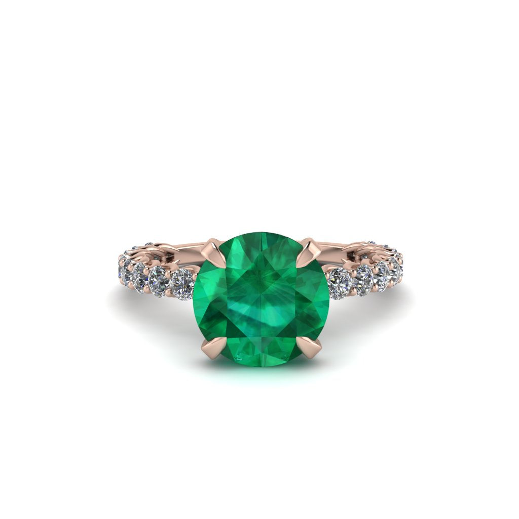 Emerald Twisted Band Halo Engagement Ring - Avianna No. 5