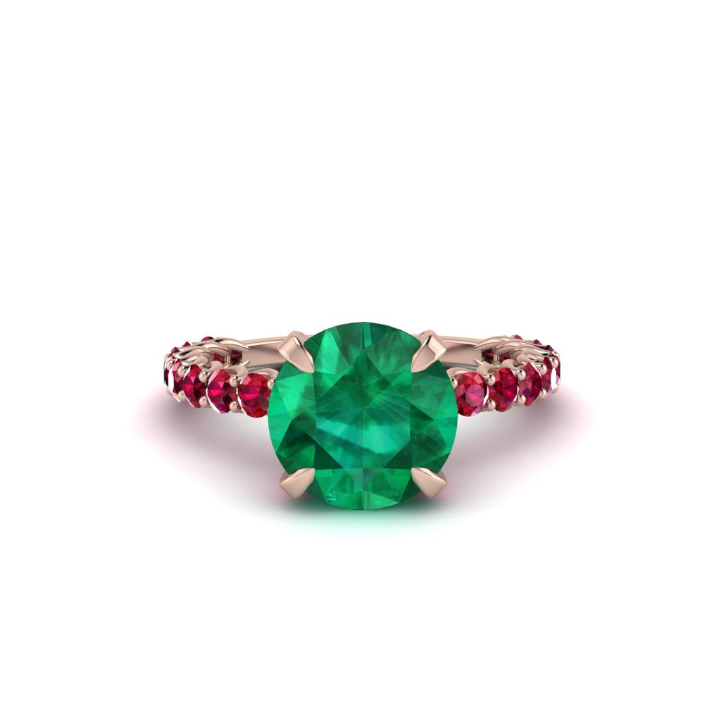 Emerald Twisted Band Halo Engagement Ring - Avianna No. 50