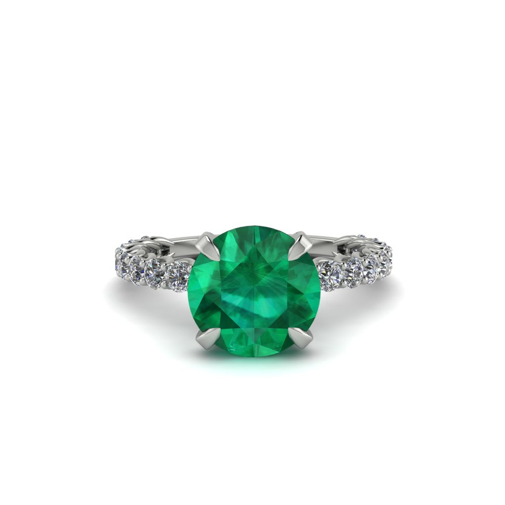Emerald Twisted Band Halo Engagement Ring - Avianna No. 6