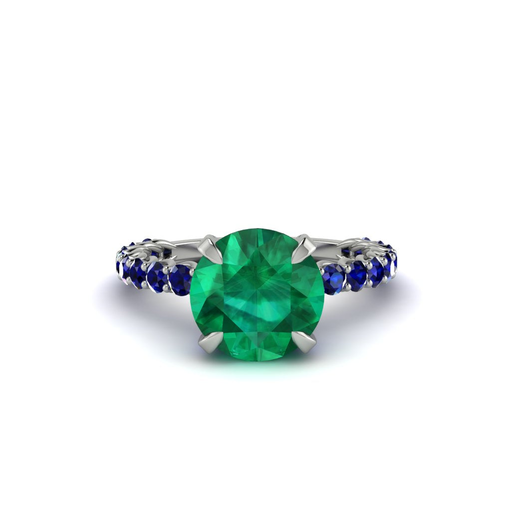 Emerald Twisted Band Halo Engagement Ring - Avianna No. 66