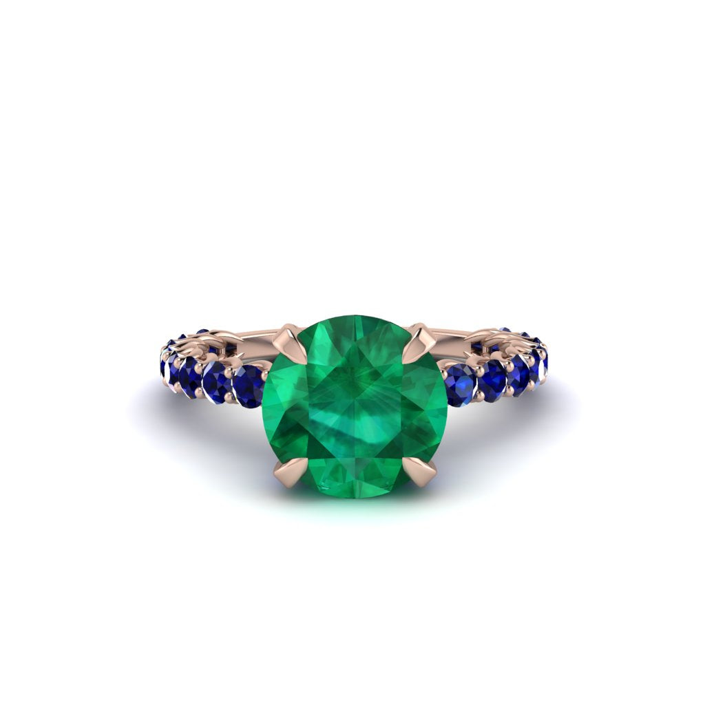 Emerald Twisted Band Halo Engagement Ring - Avianna No. 65
