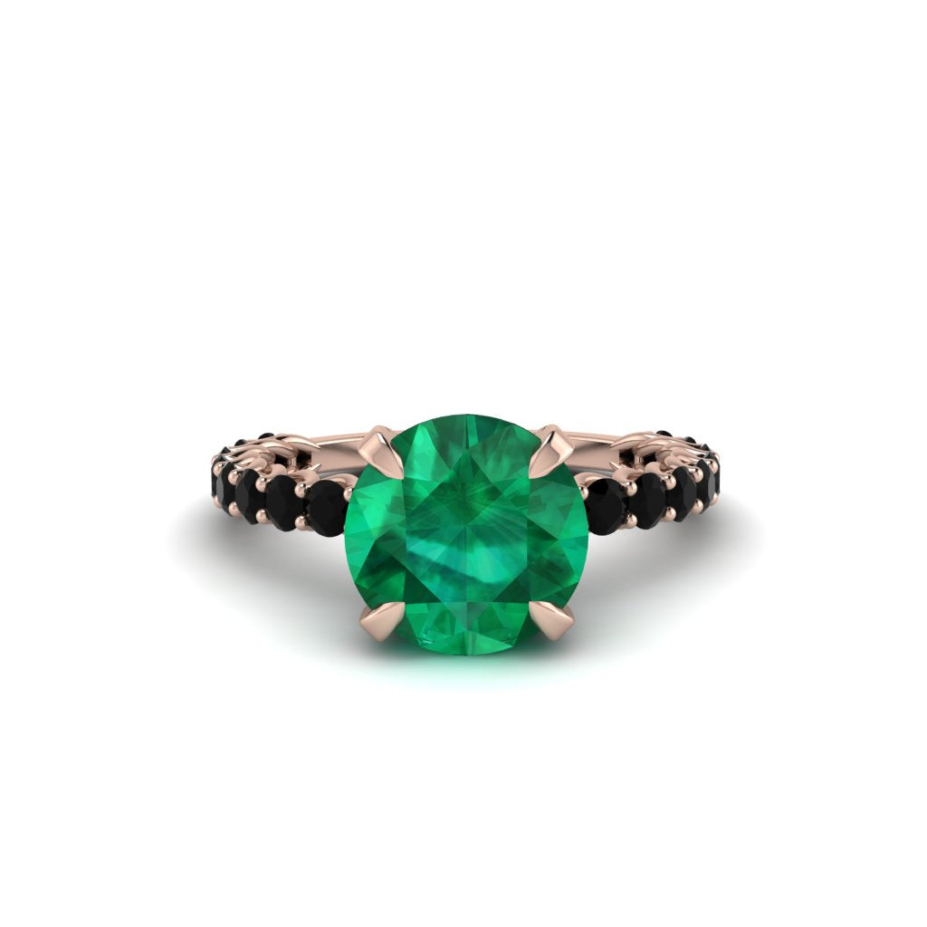 Emerald Twisted Band Halo Engagement Ring - Avianna No. 35
