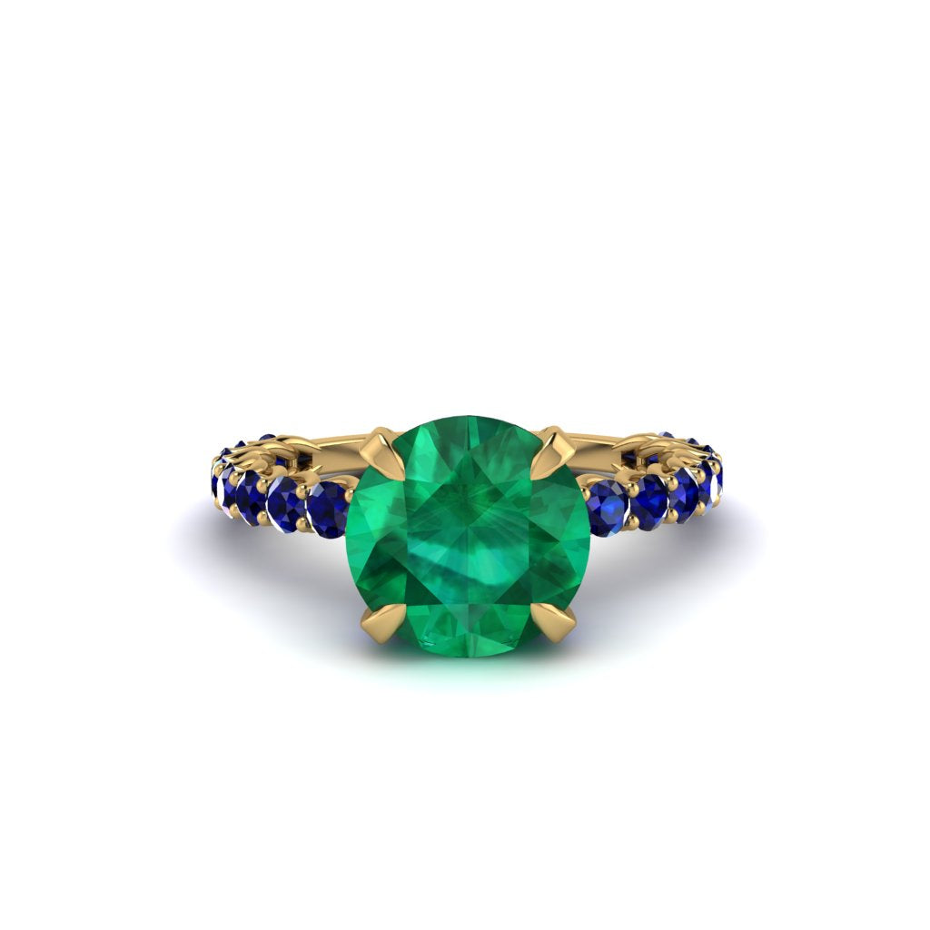 Emerald Twisted Band Halo Engagement Ring - Avianna No. 64