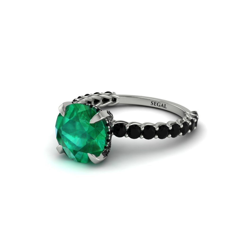 Emerald Twisted Band Halo Engagement Ring - Avianna No. 36